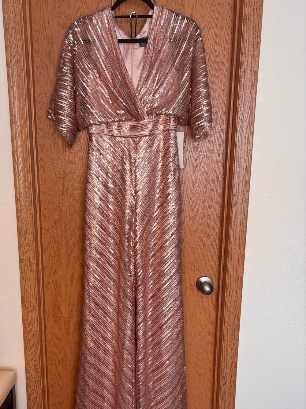 NWT Rare Theia Rose Gold Sequin Jumpsuit